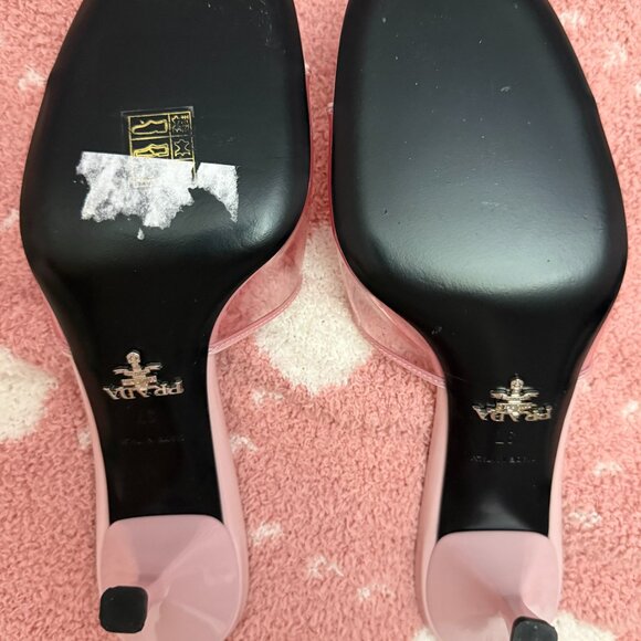 Prada Leather-trimmed Pvc Mules In Alabastro; pink Kitten Heels Size 37 size 7 - Picture 8 of 8